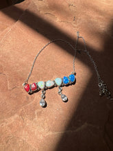 Load image into Gallery viewer, 4th Of July Collection Handmade Sterling Silver &amp; Red, White &amp; Blue Fire Opal Cluster Necklace
