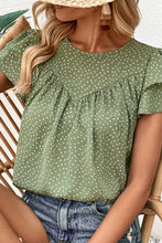 Load image into Gallery viewer, Perfee Printed Round Neck Puff Sleeve Blouse
