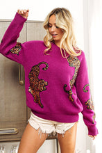 Load image into Gallery viewer, BiBi Sequin Tiger Embroidery Sweater
