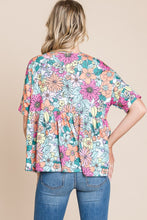 Load image into Gallery viewer, BOMBOM Floral Round Neck Short Sleeve Blouse
