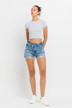 Load image into Gallery viewer, Lovervet Stepped Waist Raw Hem Denim Shorts
