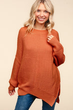 Load image into Gallery viewer, Haptics Full Size Side Slit Texture Asymmetric Sweater
