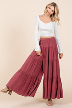 Load image into Gallery viewer, Mittoshop Tier Detail Smocked Elastic Waist Wide Leg Pants
