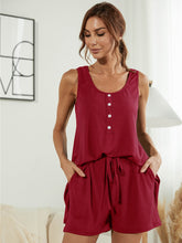 Load image into Gallery viewer, Scoop Neck Wide Strap Top and Shorts Set
