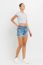 Load image into Gallery viewer, Lovervet Stepped Waist Raw Hem Denim Shorts
