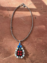 Load image into Gallery viewer, 4th Of July Collection Handmade Sterling Silver &amp; Red, White &amp; Blue Fire Opal Cluster Necklace
