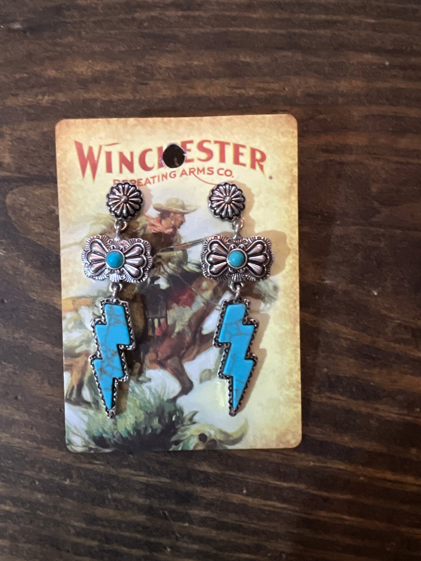 Turquoise lightening bolt pendent earings