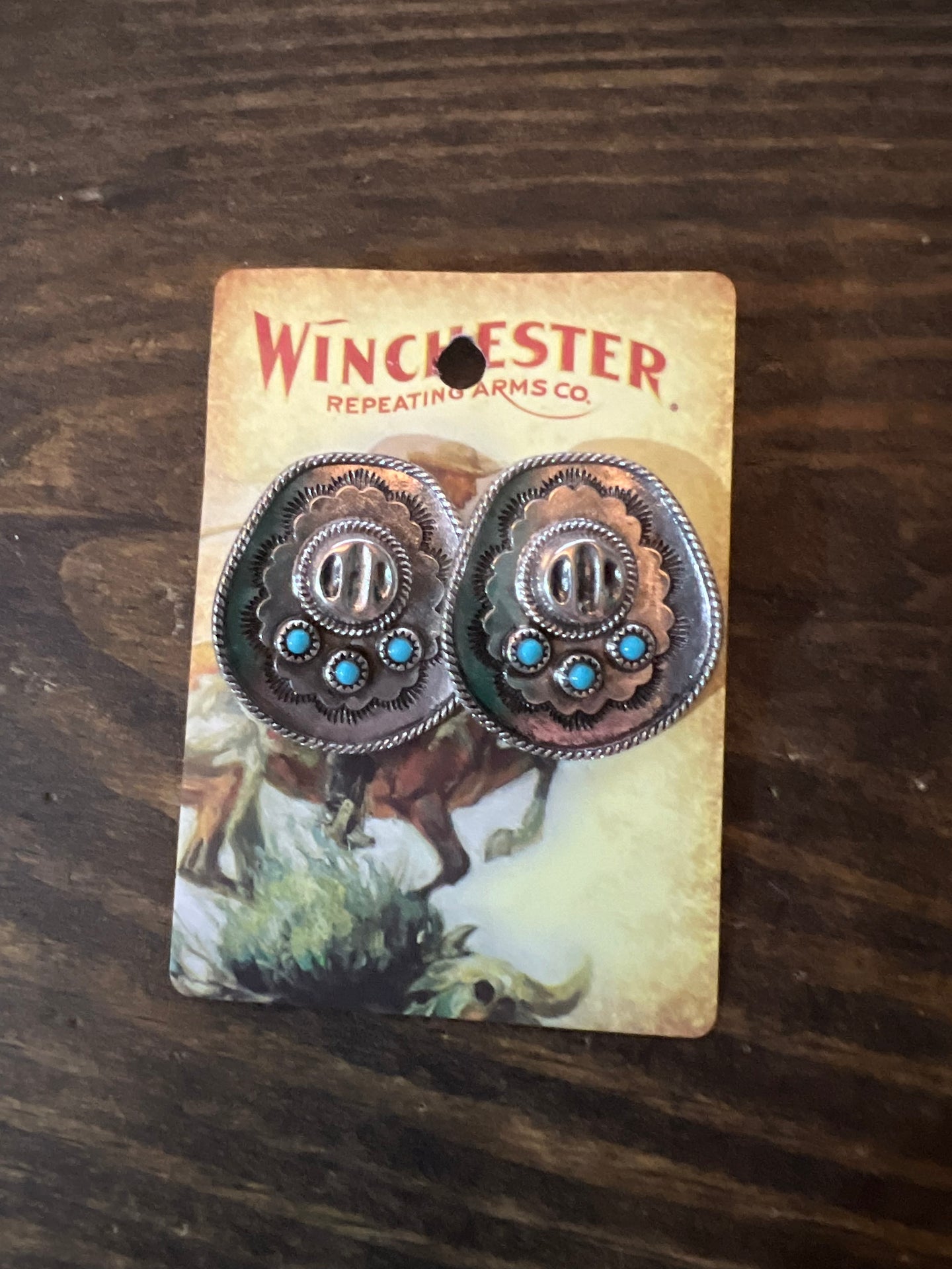 Cowboy hat turquoise stud  earrings