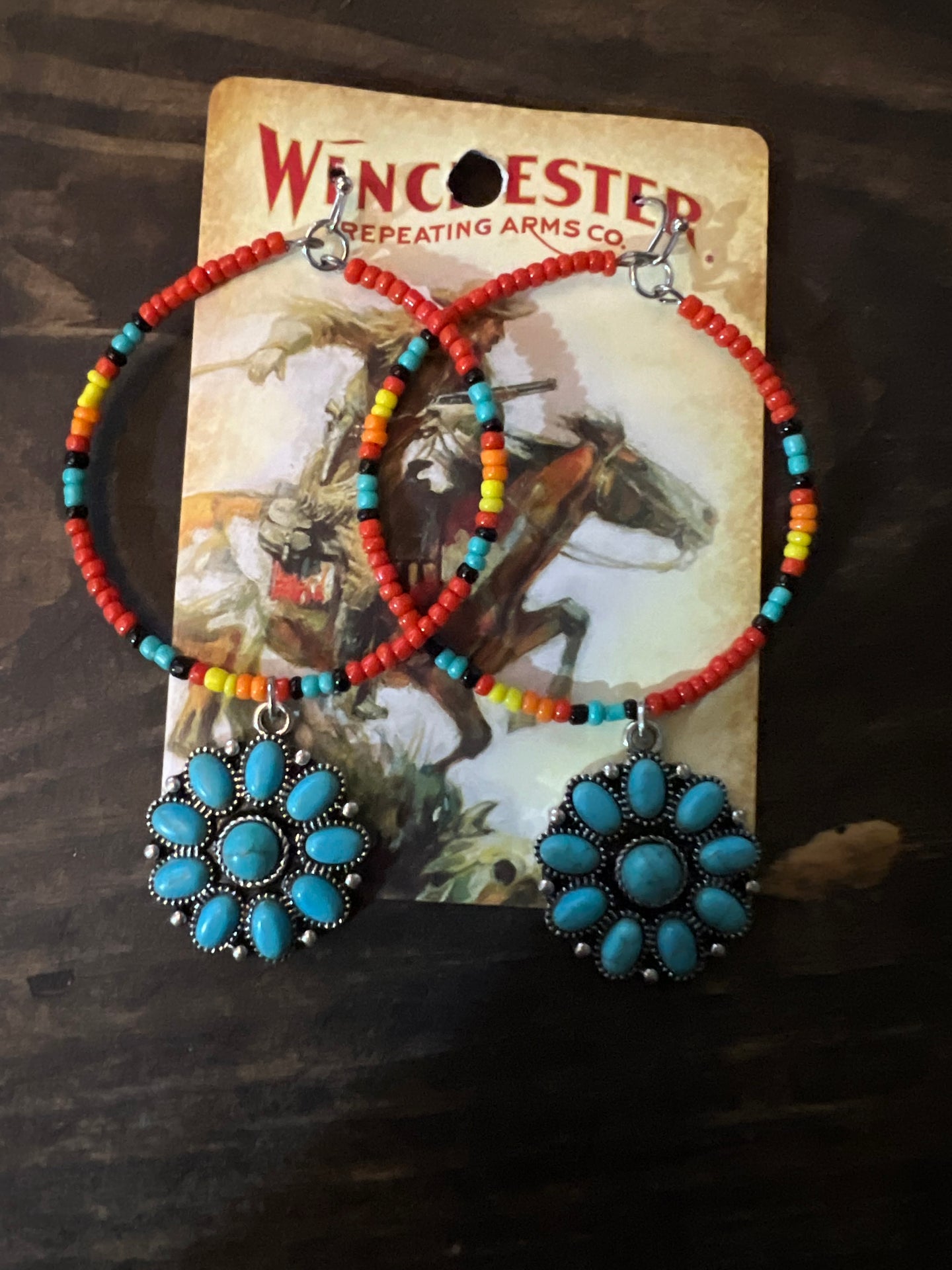 Navajo red beaded earrings