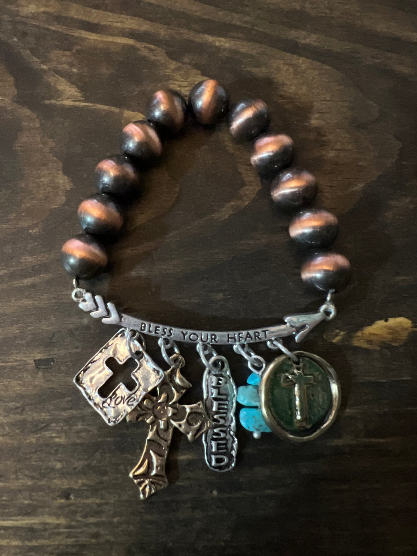 Bless your heart/follow your arrow charm bracelet