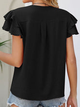 Load image into Gallery viewer, Ruffled V-Neck Cap Sleeve Blouse
