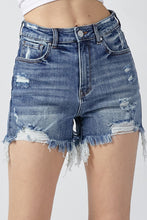 Load image into Gallery viewer, RISEN High Rise Distressed Denim Shorts
