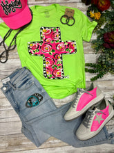 Load image into Gallery viewer, Callie Ann Stelter Pink Floral Cross Tee
