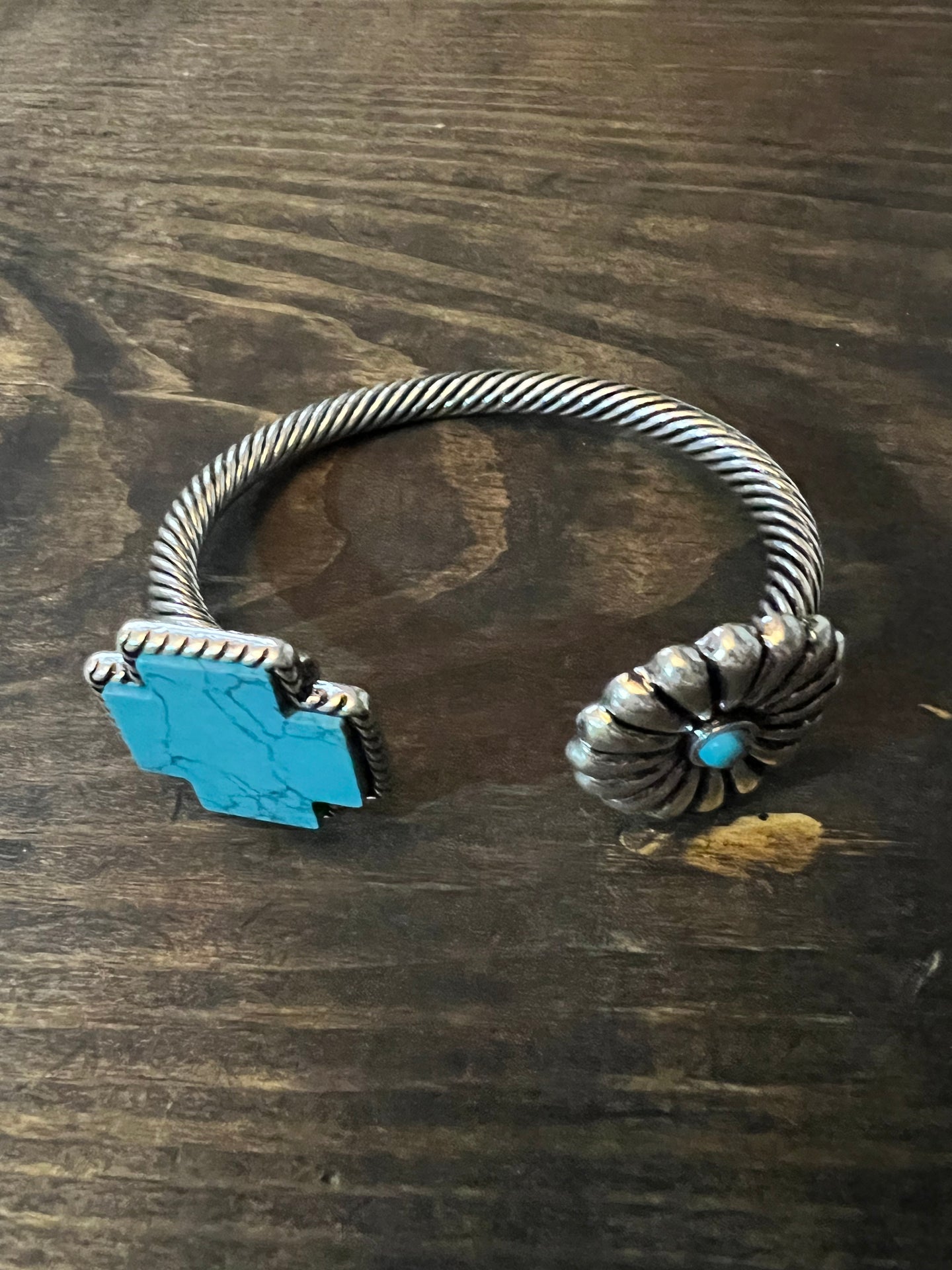 Cross Turquoise concho  bracelet