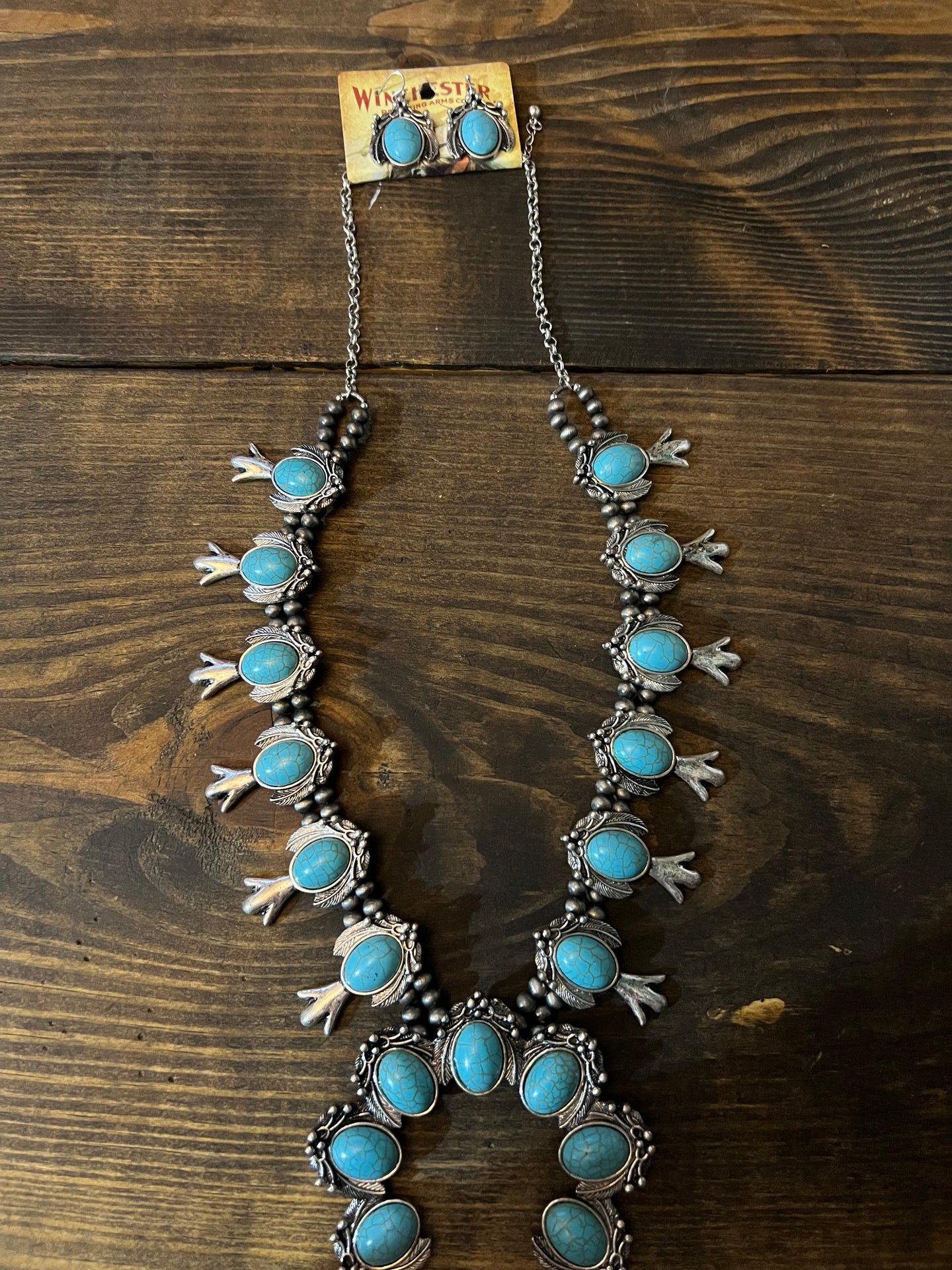 Indian Turquoise Squash Blossom Necklace Set