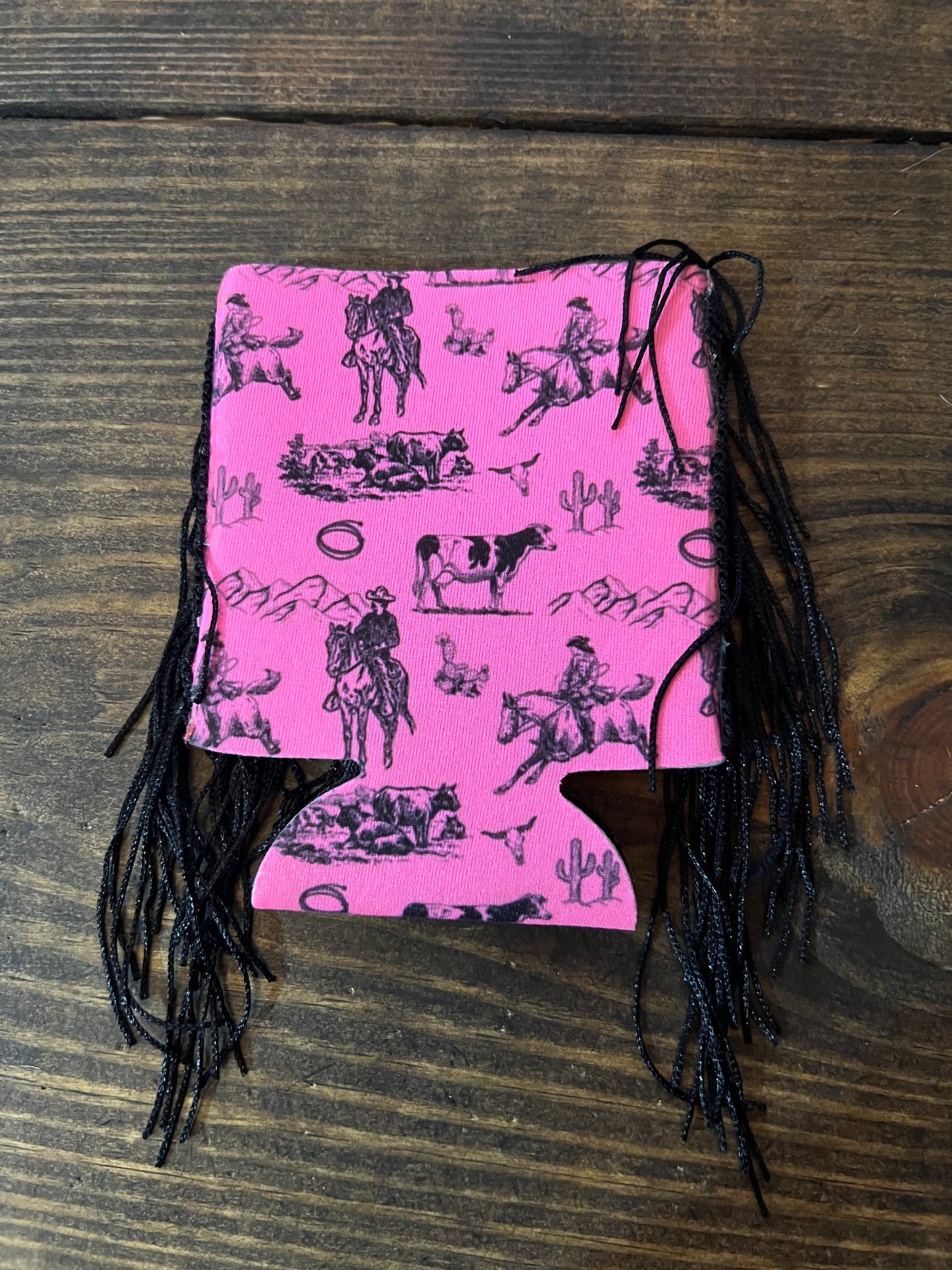 Cowboy Scene Fringe Koozie