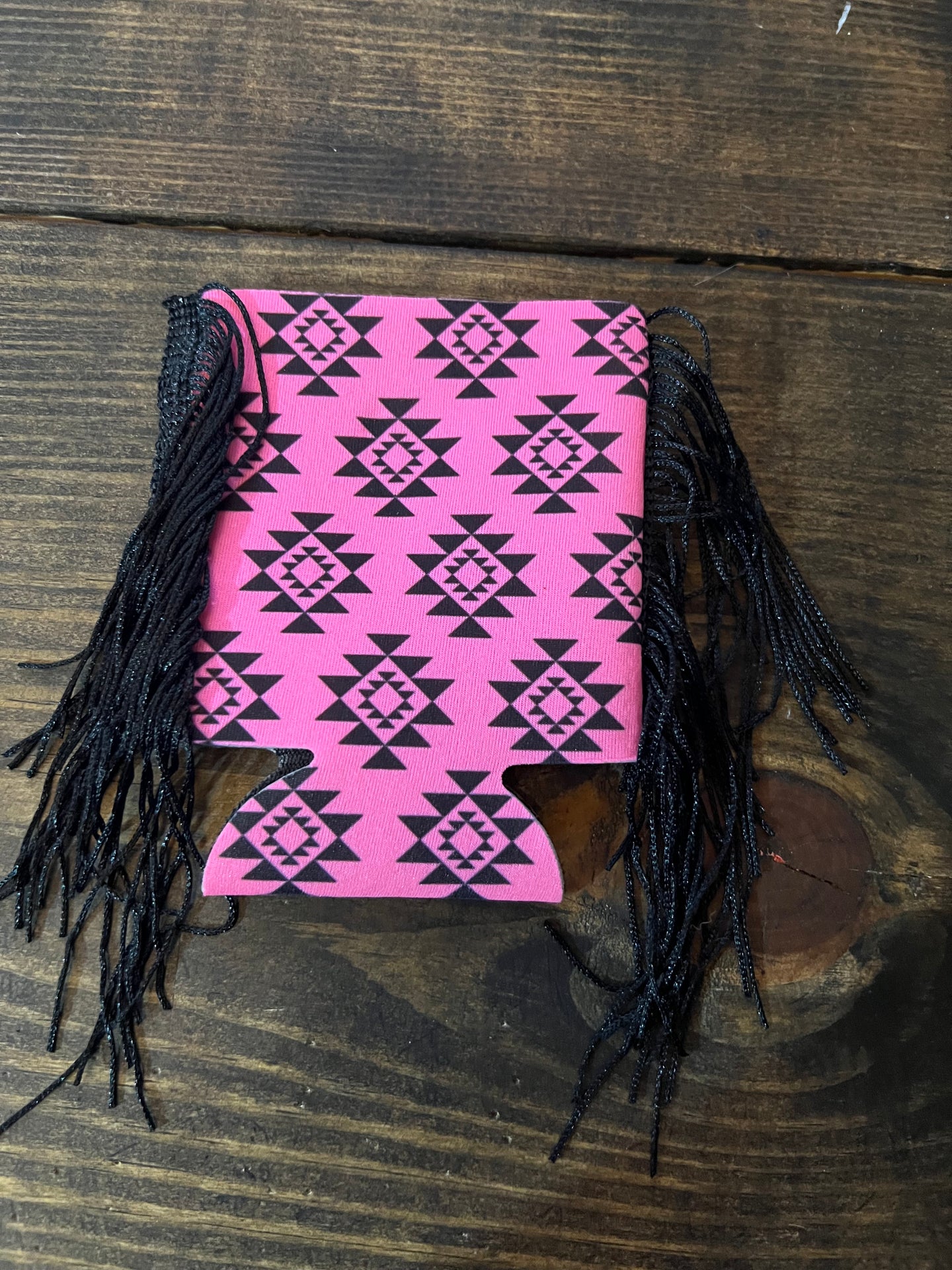 Aztec print  Fringe Koozie