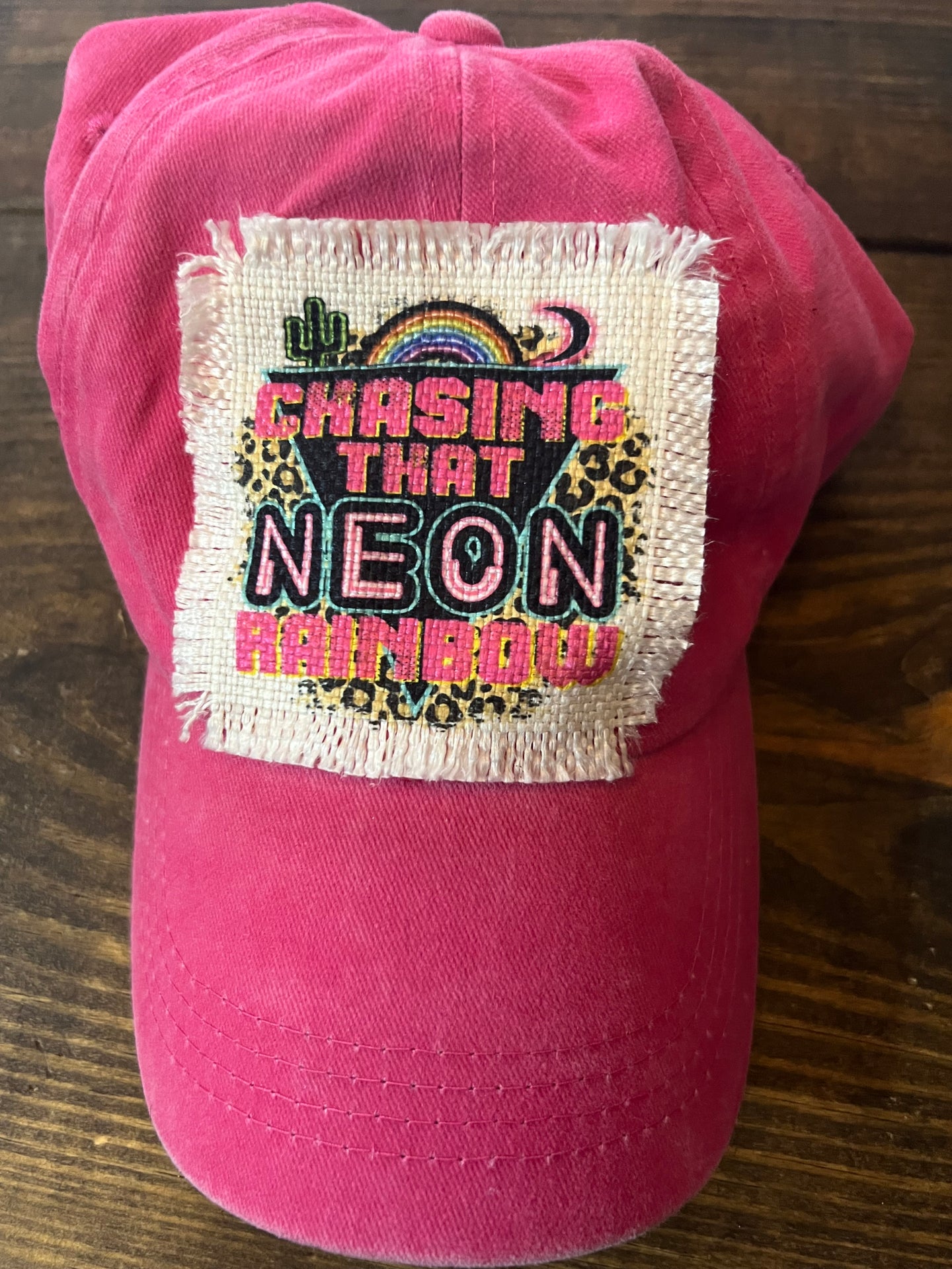 Dark Pink Chasing That Neon Rainbow Patch Hat