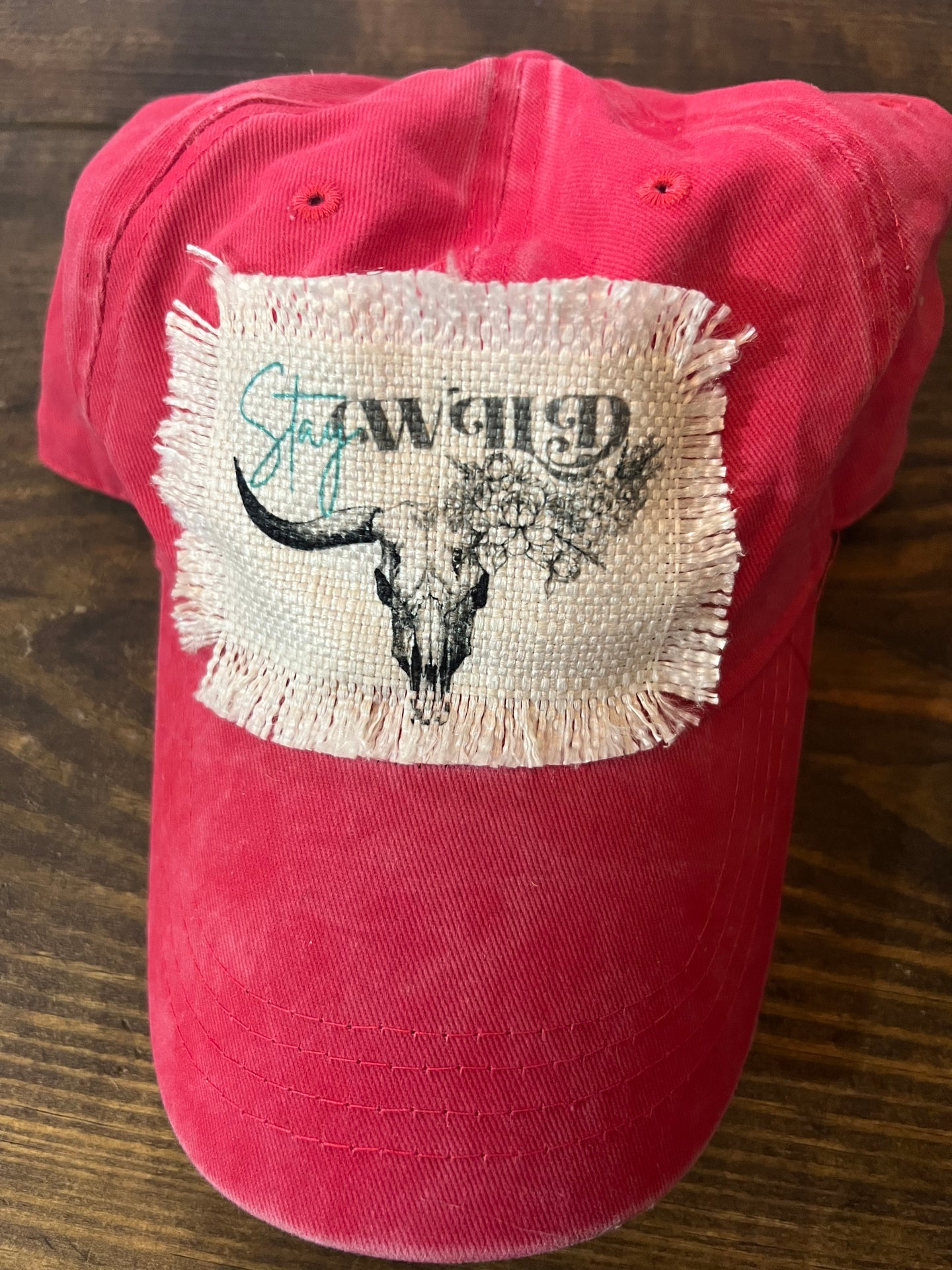 Red Stay Wild Longhorn Patch Hat