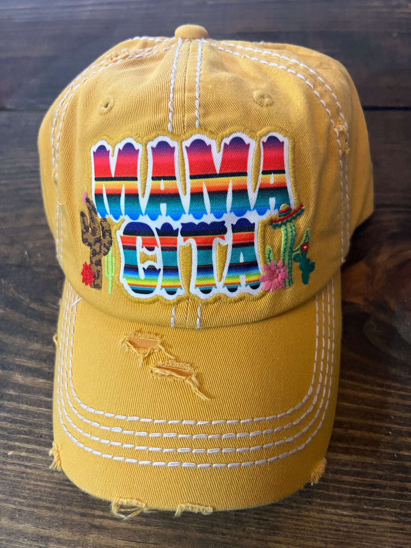 Mustard Yellow/Serape Mamacita Embroidered Hat