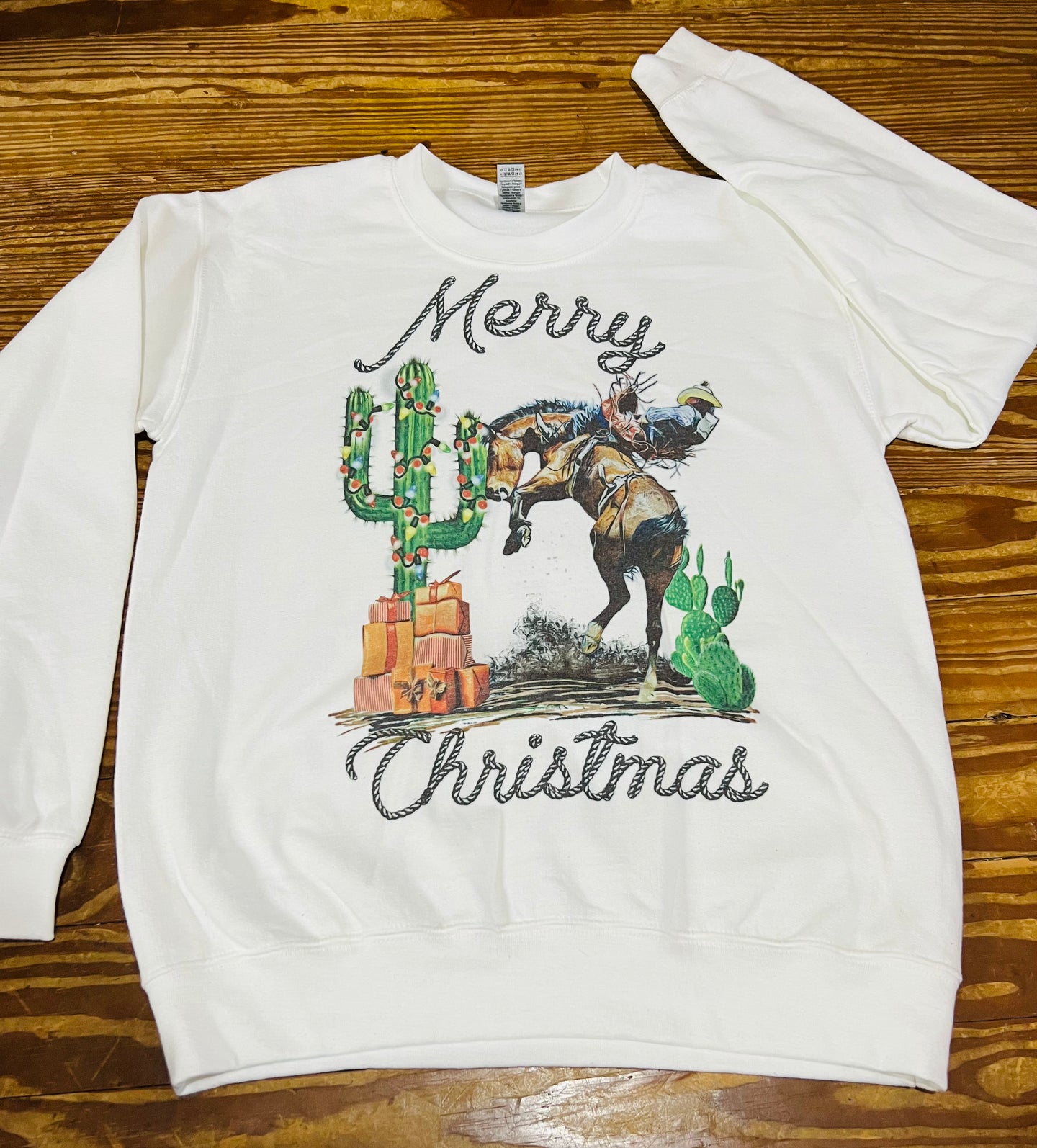 Merry Christmas Bucking Horse Christmas Sweatshirt