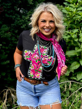 Load image into Gallery viewer, Callie Ann Stelter Pink Floral Cross Tee
