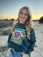 Load image into Gallery viewer, Callie Ann Stelter Neon Aztec Black Acid Wash Top
