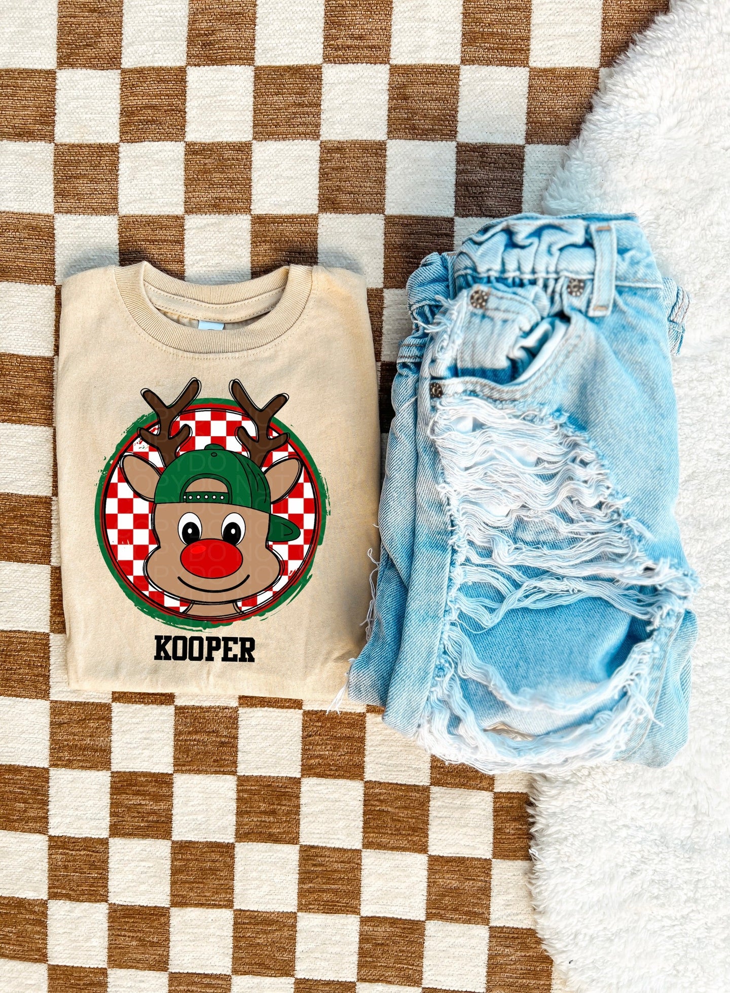 Checkered Reindeer Custom- YOUTH