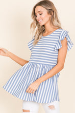 Load image into Gallery viewer, BOMBOM Striped Round Neck Blouse
