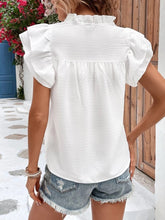 Load image into Gallery viewer, Ruffled Notched Cap Sleeve Blouse
