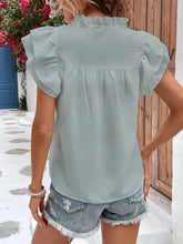 Load image into Gallery viewer, Ruffled Notched Cap Sleeve Blouse
