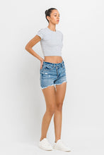 Load image into Gallery viewer, Lovervet Stepped Waist Raw Hem Denim Shorts
