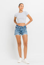 Load image into Gallery viewer, Lovervet Stepped Waist Raw Hem Denim Shorts
