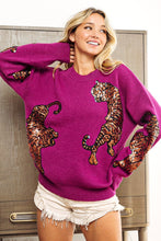 Load image into Gallery viewer, BiBi Sequin Tiger Embroidery Sweater
