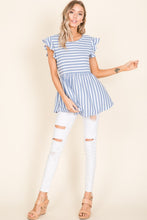 Load image into Gallery viewer, BOMBOM Striped Round Neck Blouse
