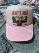 Load image into Gallery viewer, Daddys Home Trump Trucker HatPink &amp; White
