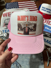 Load image into Gallery viewer, Daddys Home Trump Trucker HatPink &amp; White
