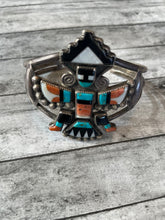 Load image into Gallery viewer, 1940’s Zuni Multi Stone &amp; Sterling Silver Cuff Bracelet
