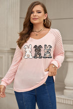 Load image into Gallery viewer, Plus Size Rabbit Graphic Long Raglan Sleeve Easter Tee
