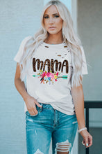 Load image into Gallery viewer, MAMA Graphic Distressed Round Neck Tee
