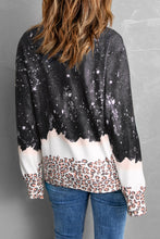 Load image into Gallery viewer, MAMA Leopard Color Block Round Neck Sweatshirt
