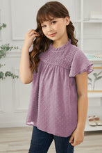 Load image into Gallery viewer, Girls Swiss Dot Smocked Flutter Sleeve Blouse
