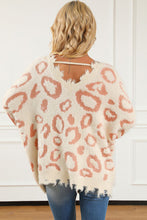 Load image into Gallery viewer, Leopard V-Neck Dropped Shoulder Sweater
