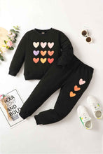 Load image into Gallery viewer, Kids Heart Graphic Sweatshirt and Joggers Set
