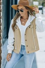 Load image into Gallery viewer, Two-Tone Spliced Denim Sherpa Hooded Jacket
