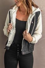 Load image into Gallery viewer, Two-Tone Spliced Denim Sherpa Hooded Jacket
