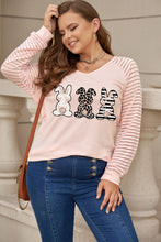 Load image into Gallery viewer, Plus Size Rabbit Graphic Long Raglan Sleeve Easter Tee
