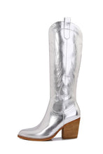 Load image into Gallery viewer, Melody Metallic Knee High Cowboy Boots
