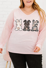 Load image into Gallery viewer, Plus Size Rabbit Graphic Long Raglan Sleeve Easter Tee
