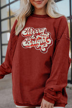 Load image into Gallery viewer, Ribbed Sequin Letter Graphic Round Neck Long Sleeve Sweatshirt
